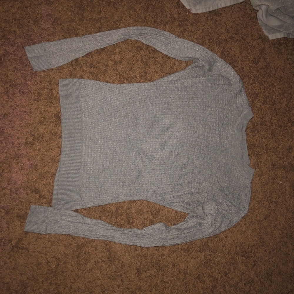 Gray Waffle Knit Sweater